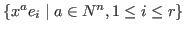 $\{ x^a e_i \mid a \in N^n, 1 \leq i \leq r \}$