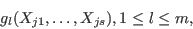 \begin{displaymath}
g_l(X_{j1},\dots,X_{js}), 1\le l\le m,
\end{displaymath}