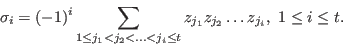 \begin{displaymath}
s_i+\sum_{j=1}^{t}\sigma_js_{i-j}=0,\ \ \hbox{ for all } \ i\in Z\!\!\! Z_n.
\end{displaymath}